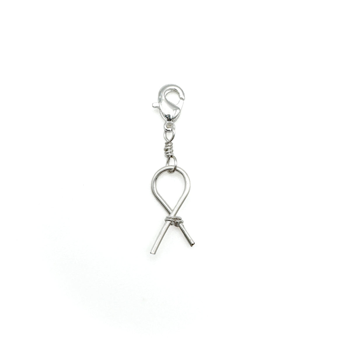 Silver ribbon charm with clasp