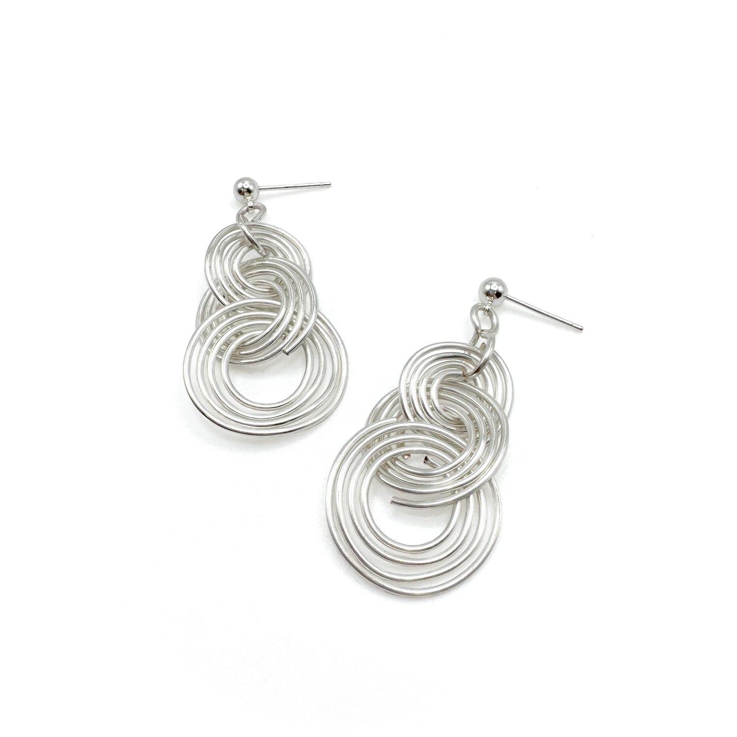 Silver circle unique earrings