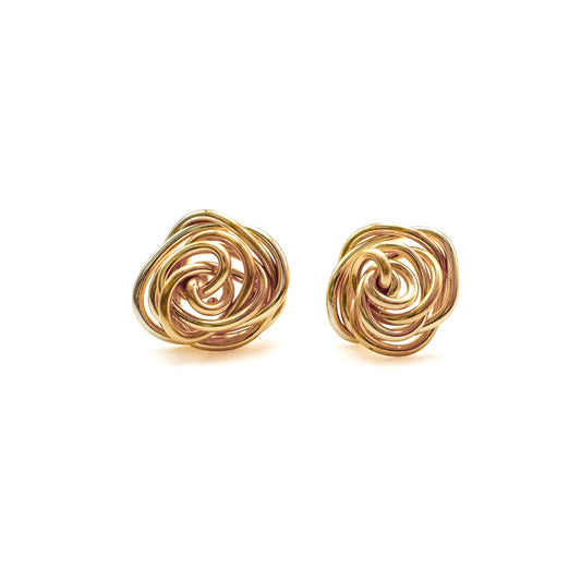 Gold rose flower stud earrings