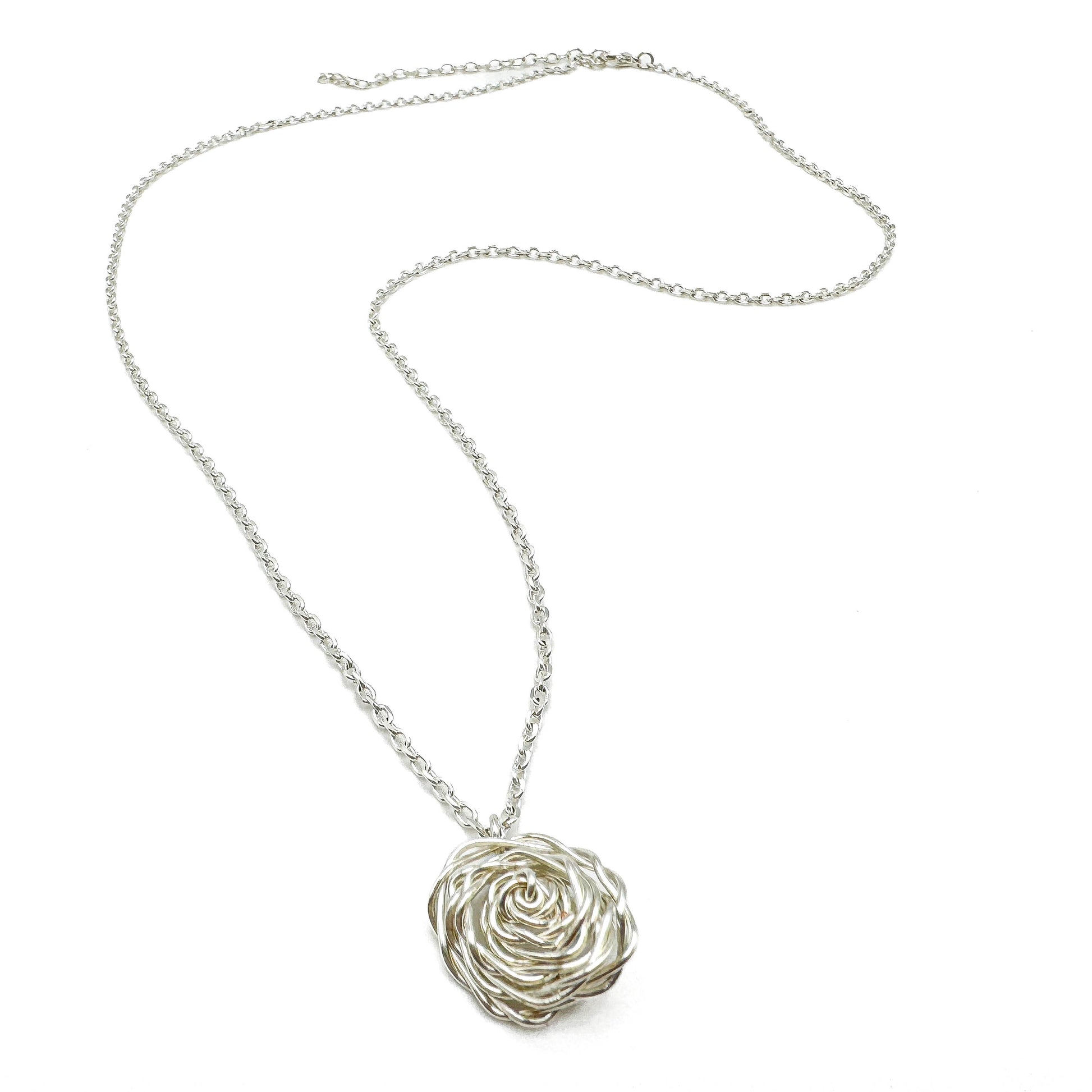 Silver rose necklace