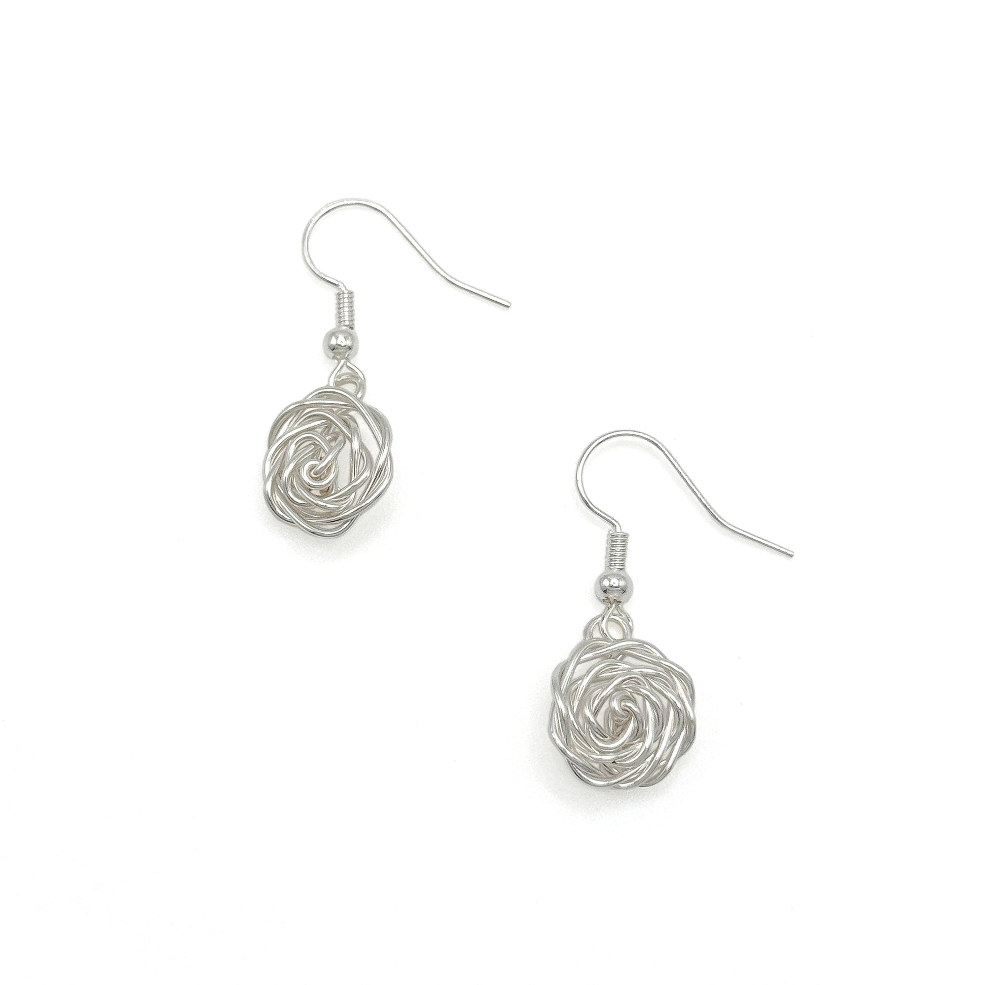 silver rose earrings