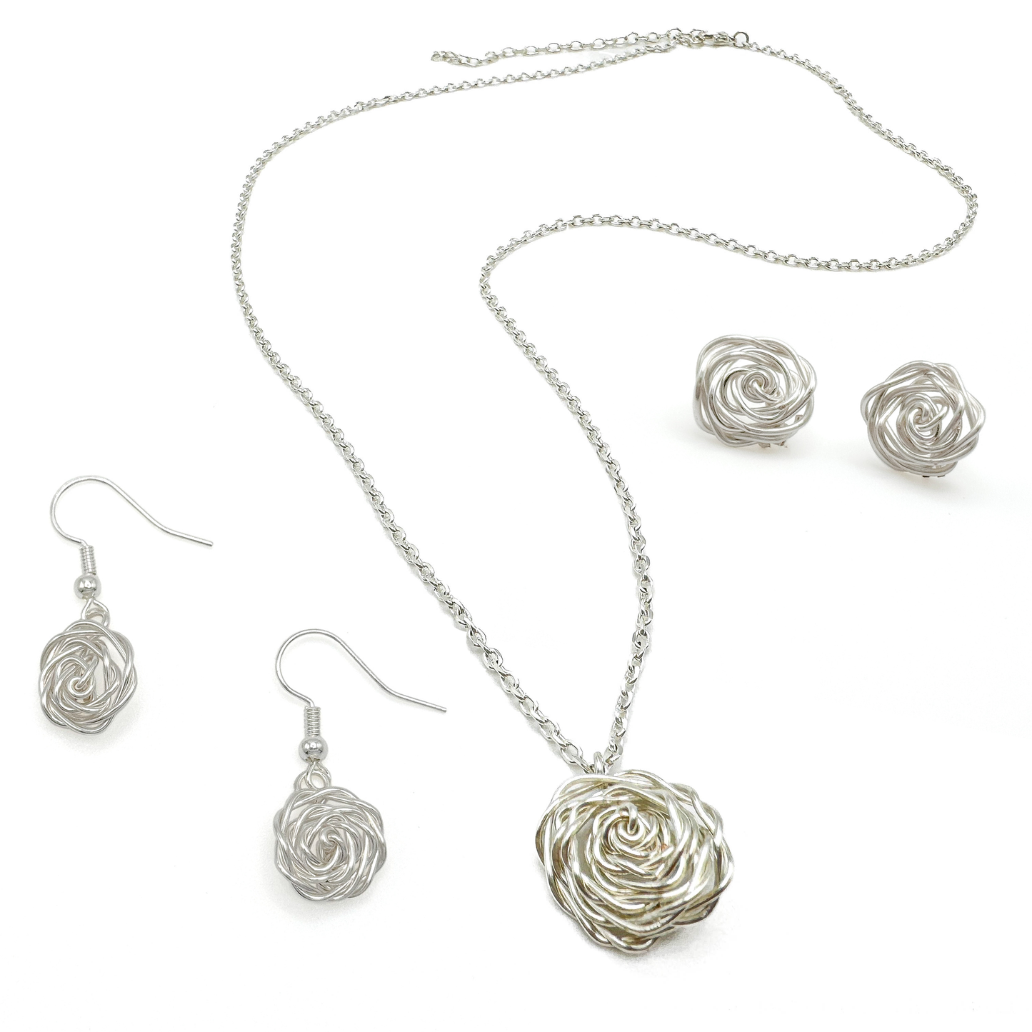 Silver rose jewelry