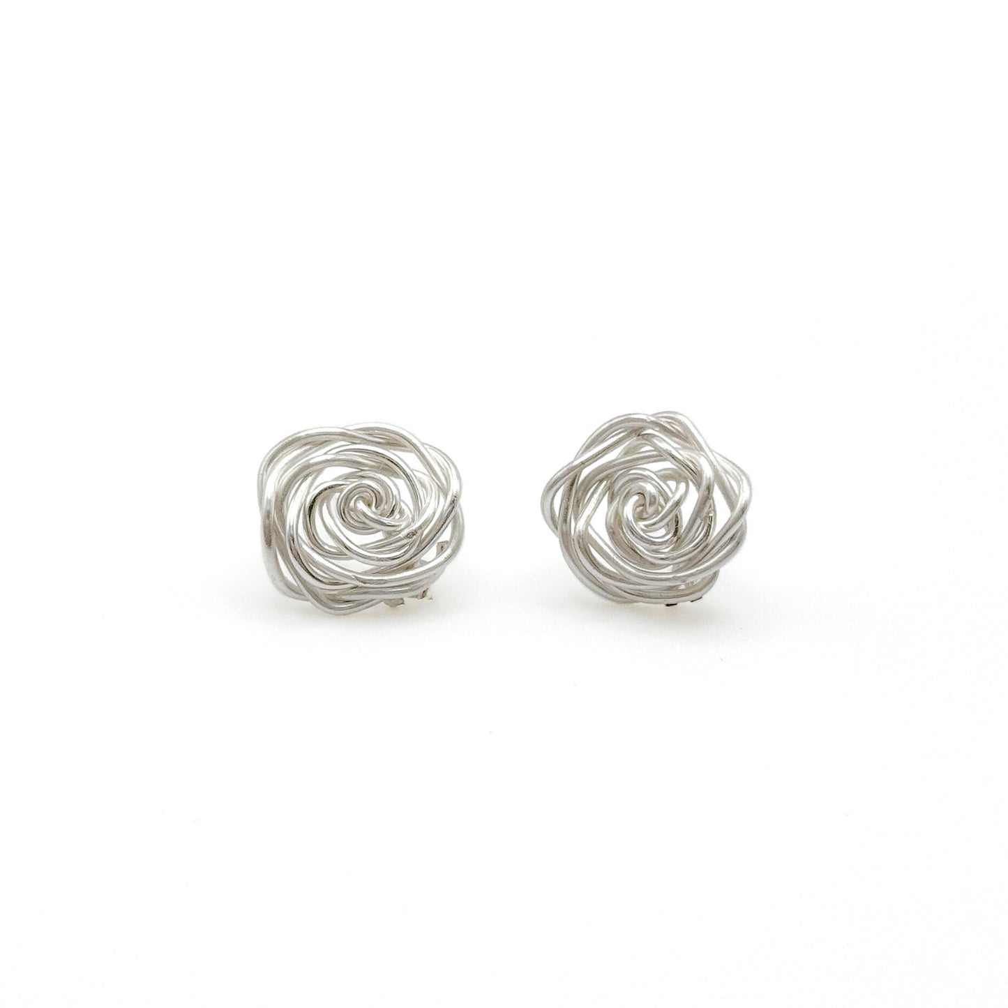 silver rose stud earrings