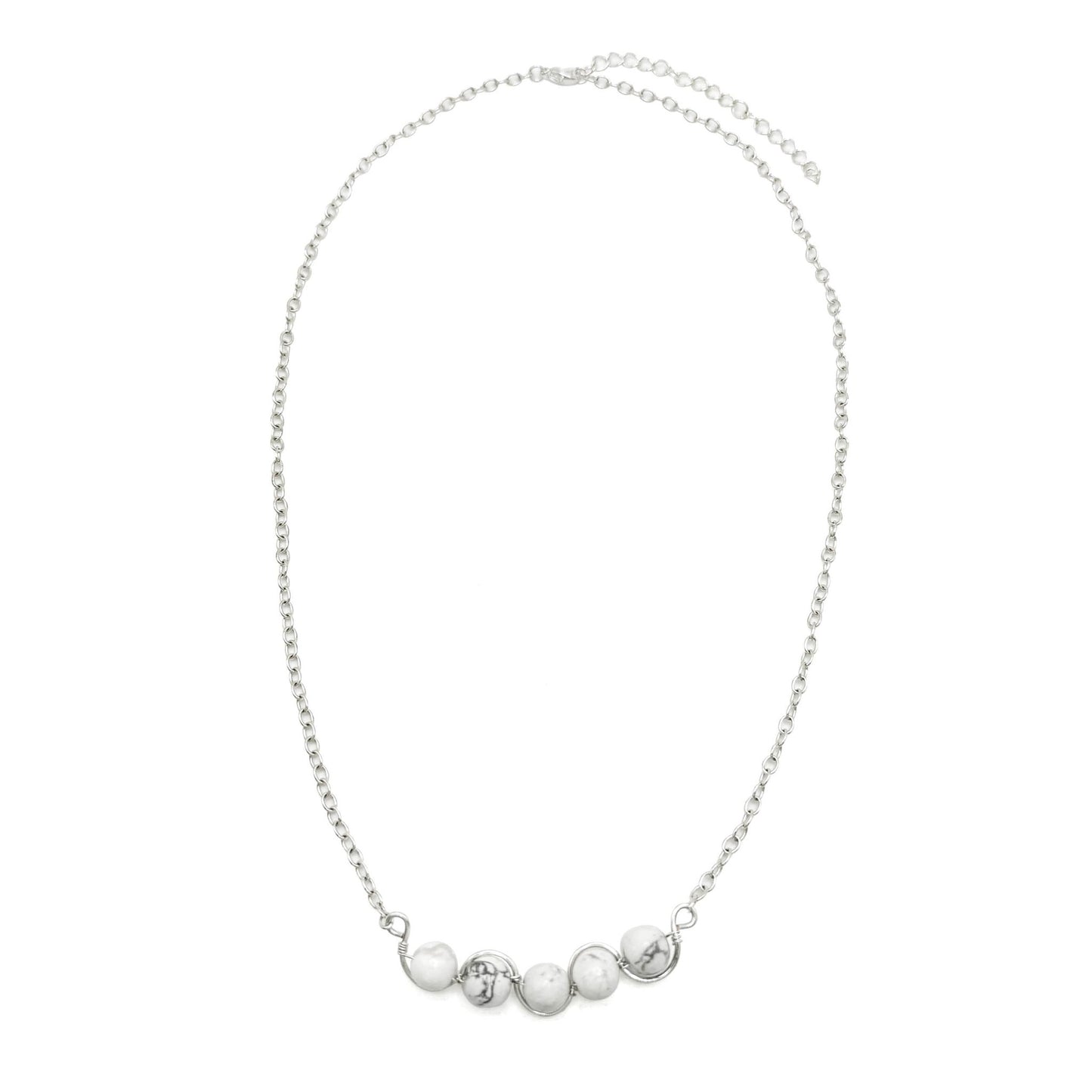 White howlite silver bar necklace