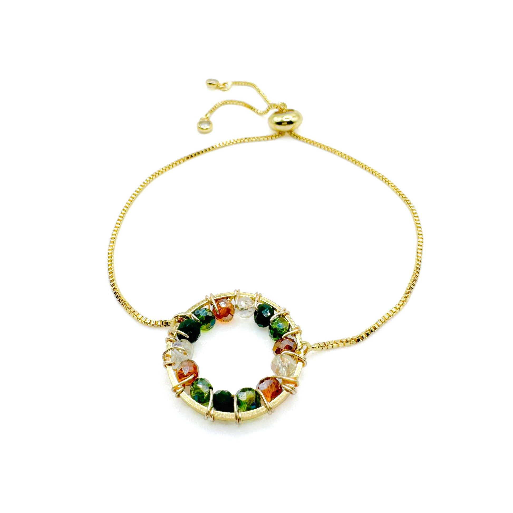 Multicolor crystal gold adjustable bracelet