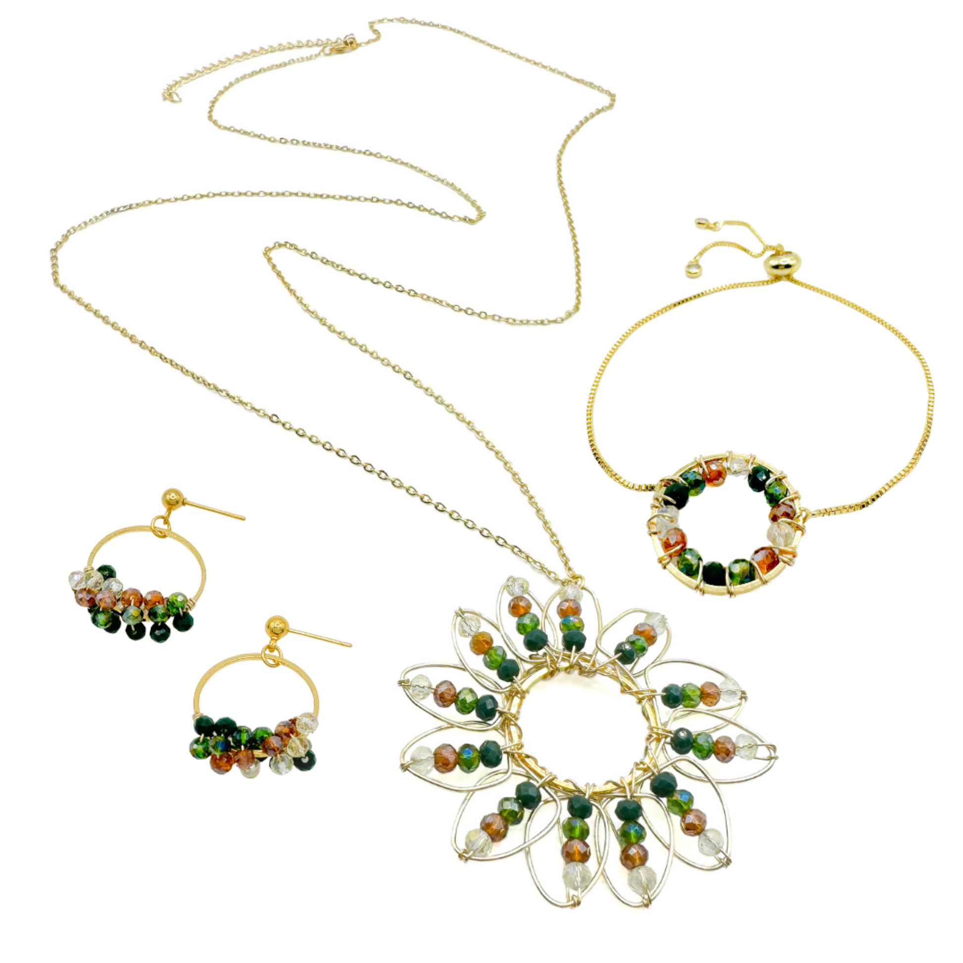 Multicolor crystal fall gold jewelry