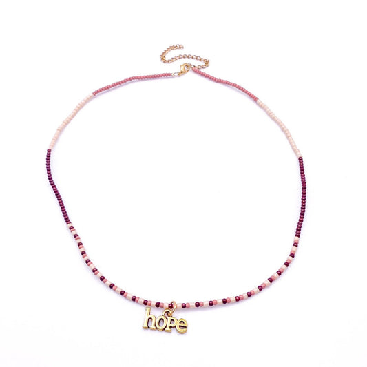 Multicolor pink gold hope necklace