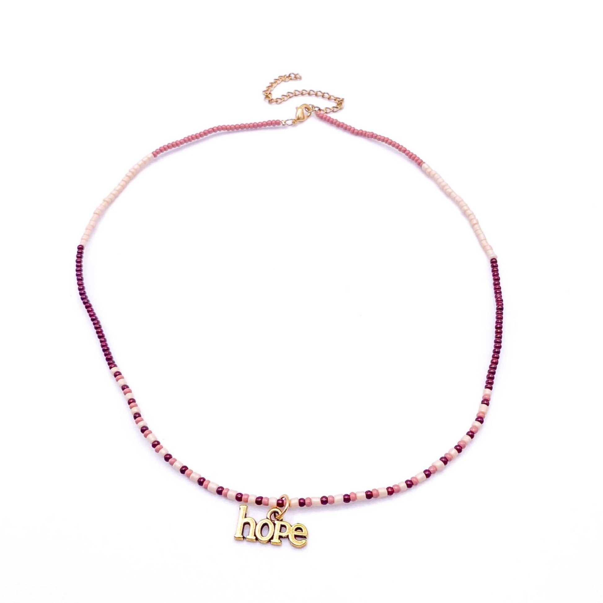 Multicolor pink gold hope necklace