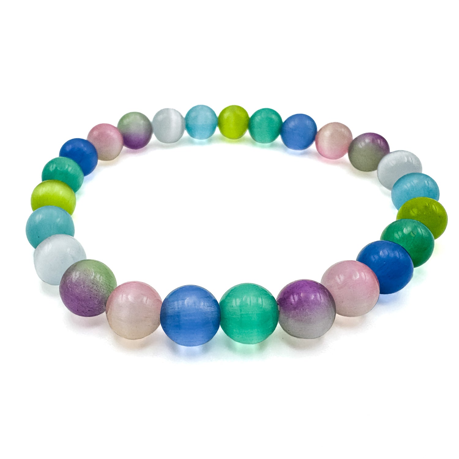 Soft rainbow pastel agate stretch bracelet