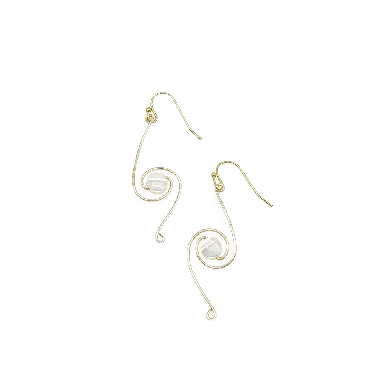 Moonstone gold swirl earrings