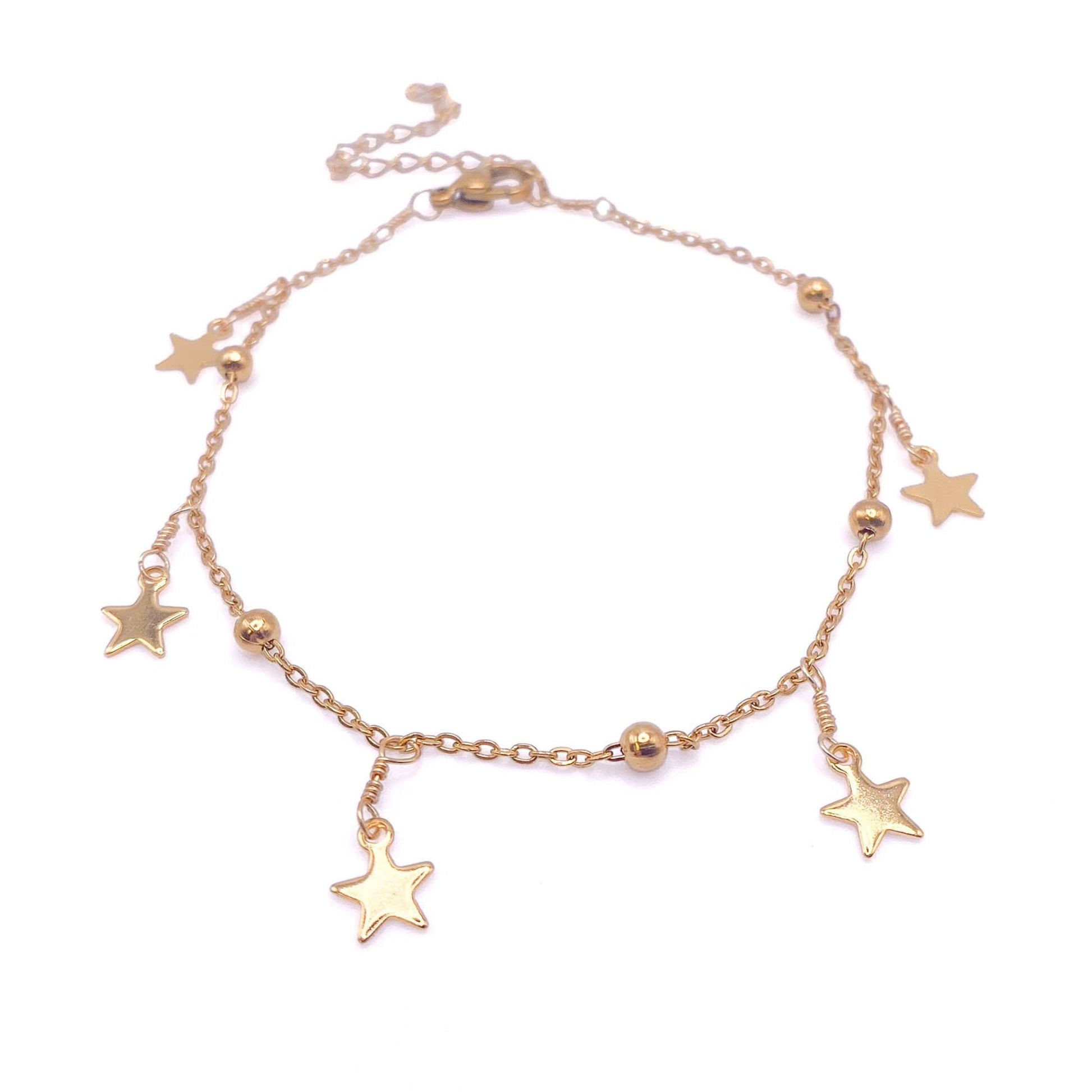 Gold star summer anklet