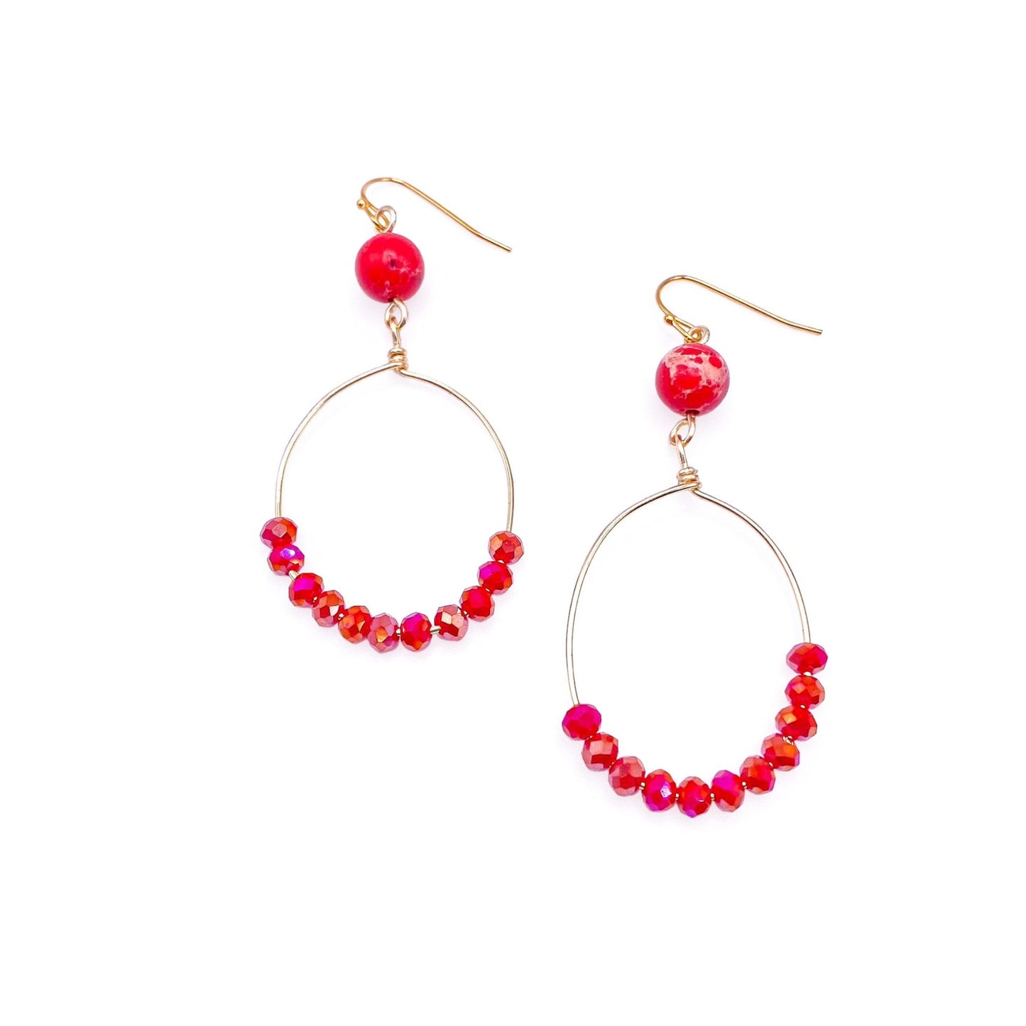 Red jasper gold earrings