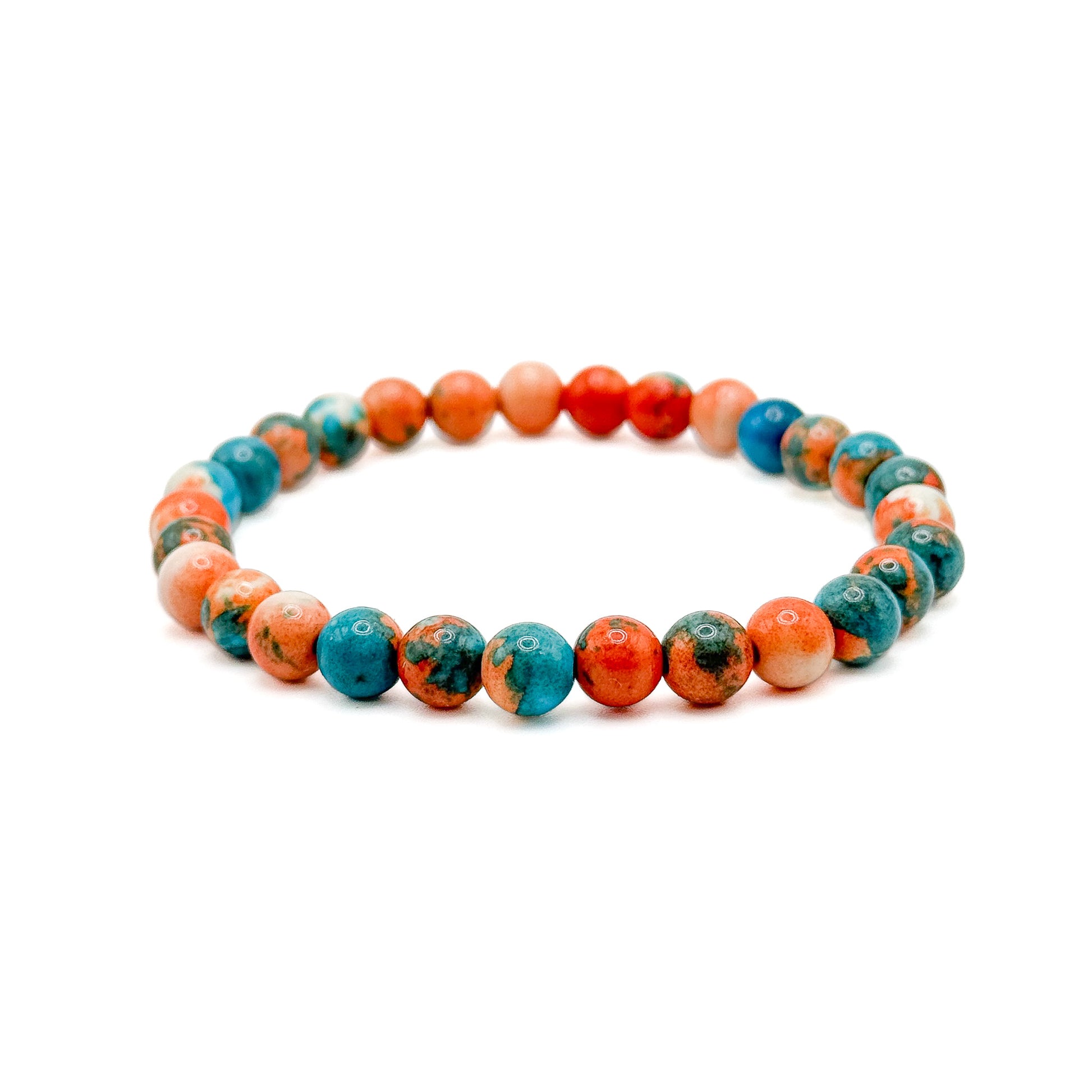 Orange blue jasper stretch bracelet