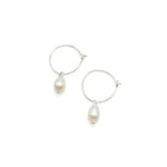 Freshwater pearl silver hoop earrings