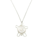 Mother of pearl silver turtle necklace