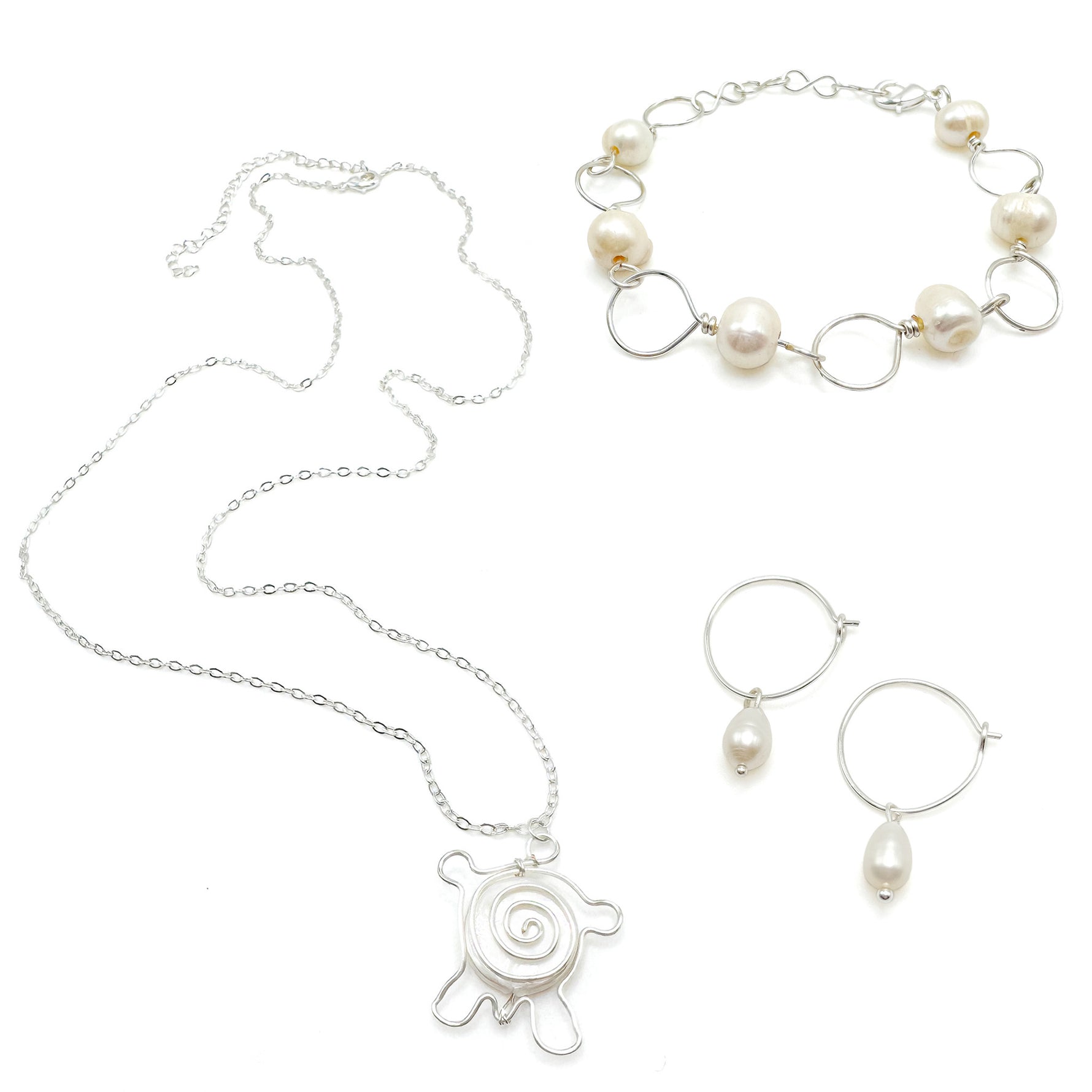 Mother of pearl silver turtle jewelry