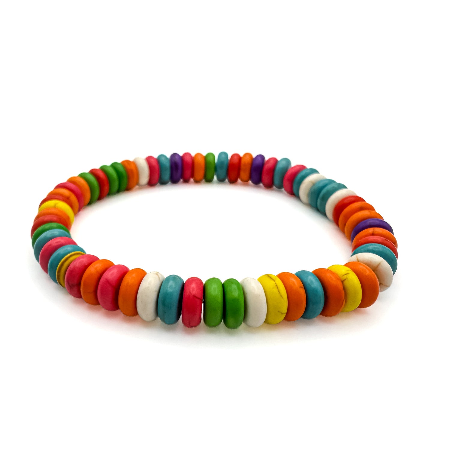 Rainbow howlite bead stretch bracelet