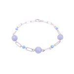 Blue opal silver paperclip bracelet