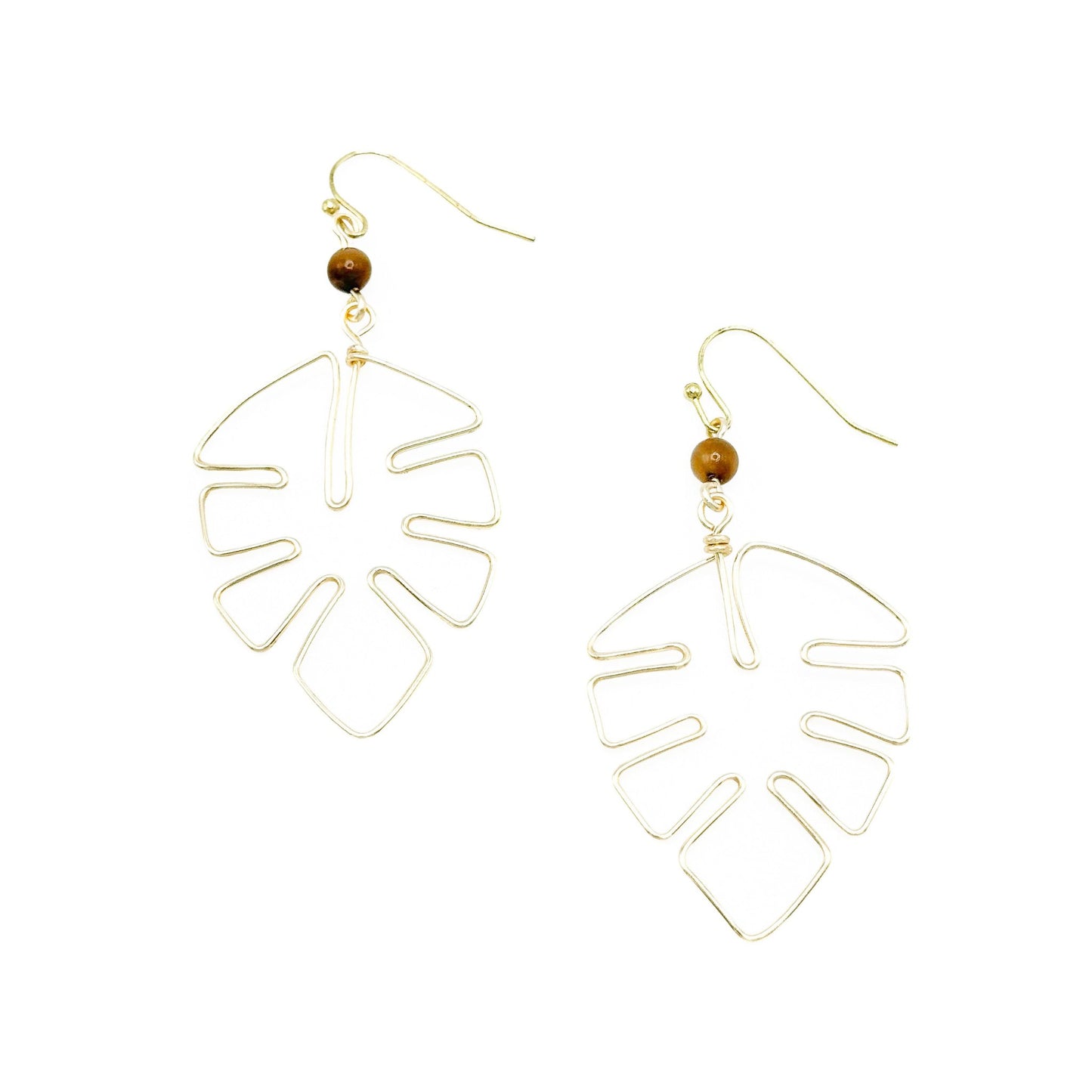 Brown fall gold leaf earrings