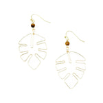 Brown fall gold leaf earrings