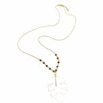 Fall brown gold leaf necklace