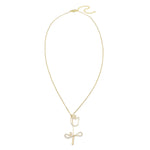 Short gold necklace with handcrafted wire pendant shaped like a tulip