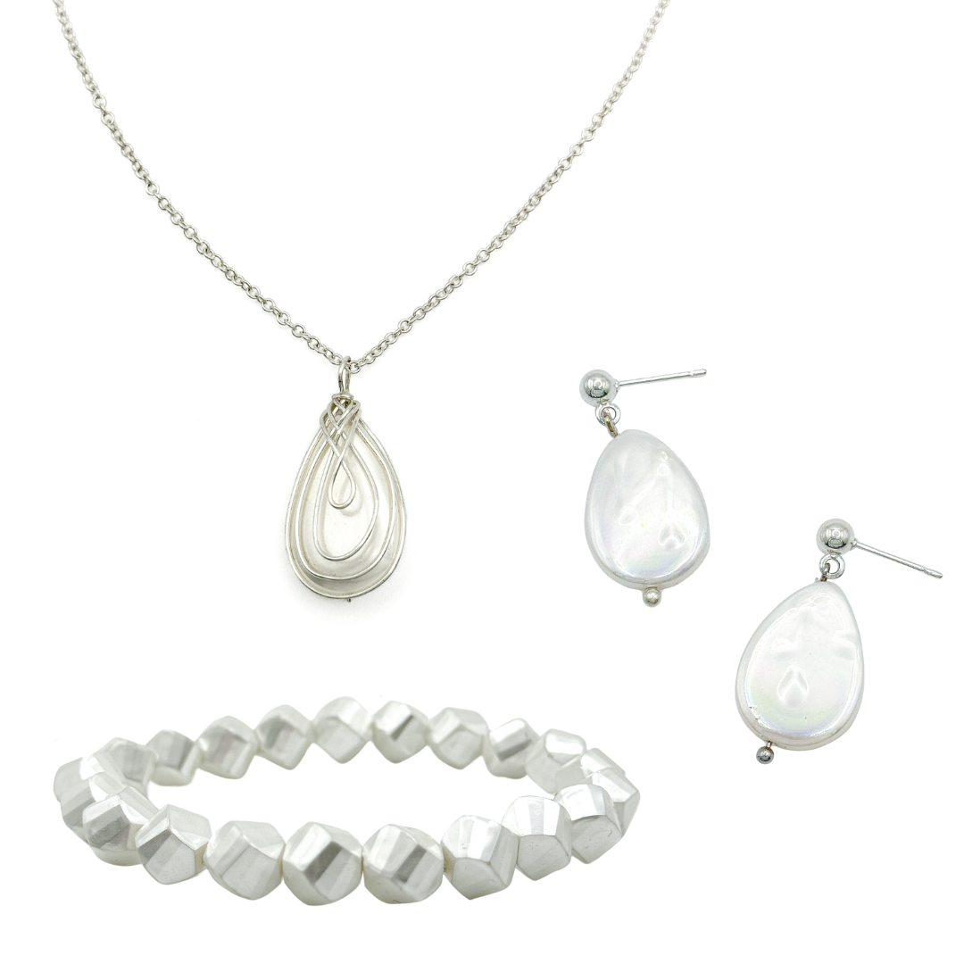 Mother of pearl silver jewelry