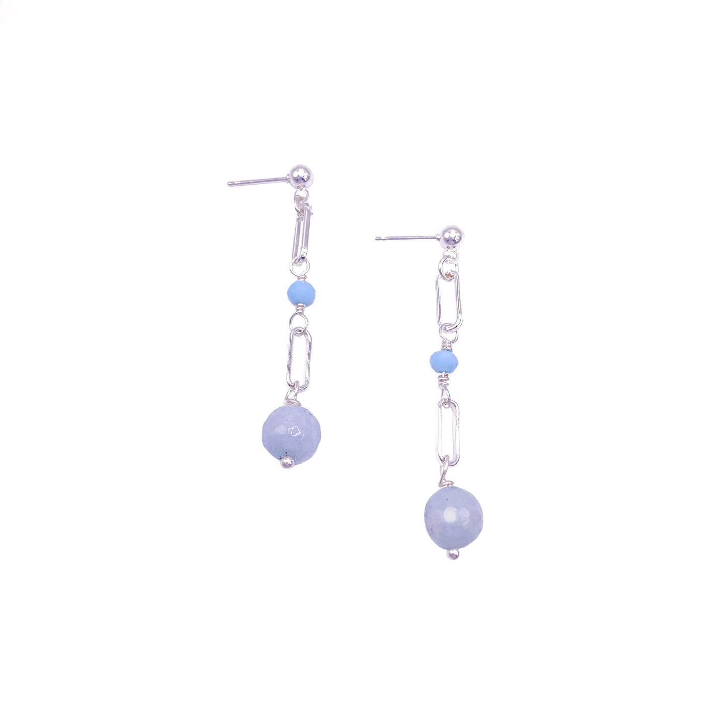 Blue opal silver earrings