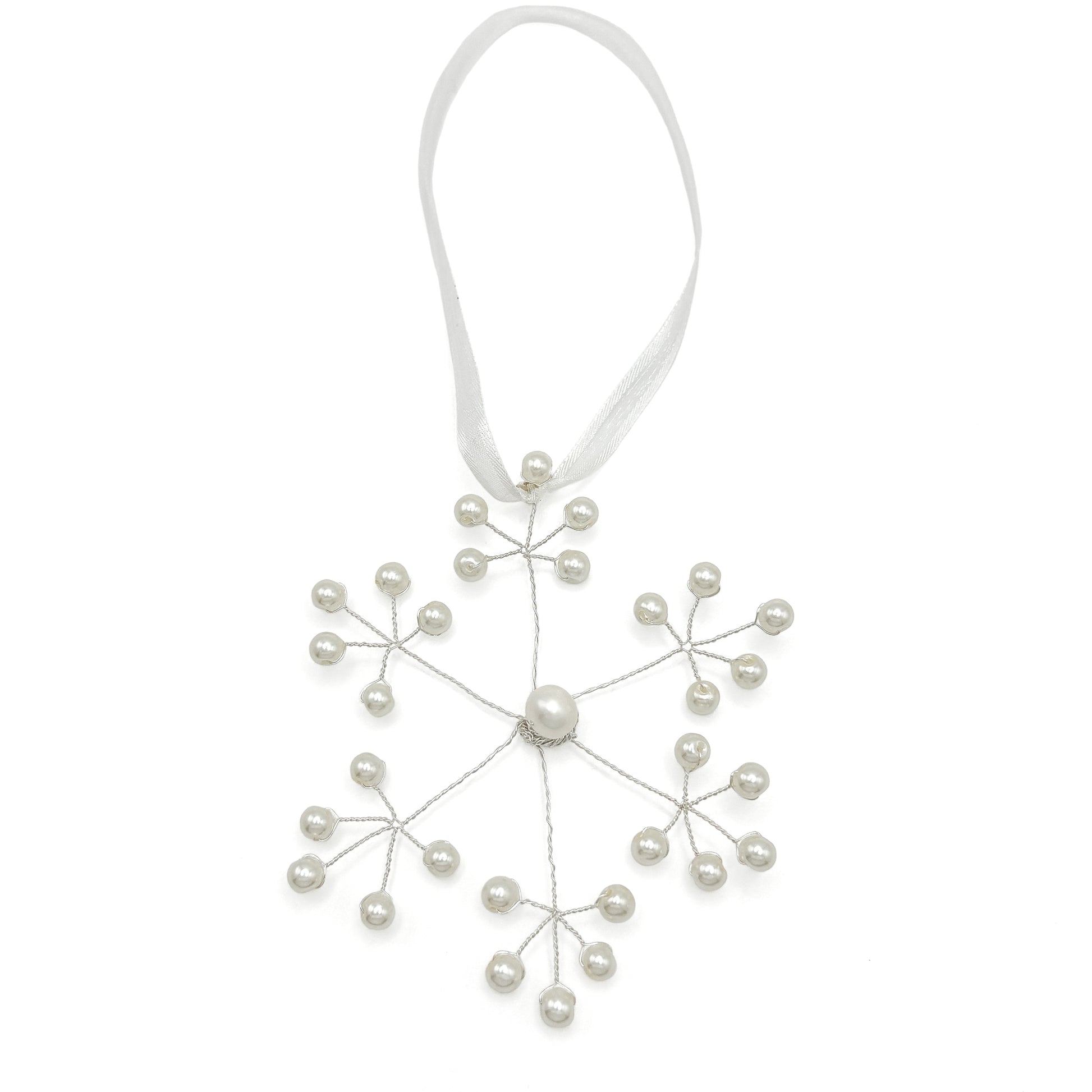 Pearl silver snowflake Christmas ornament