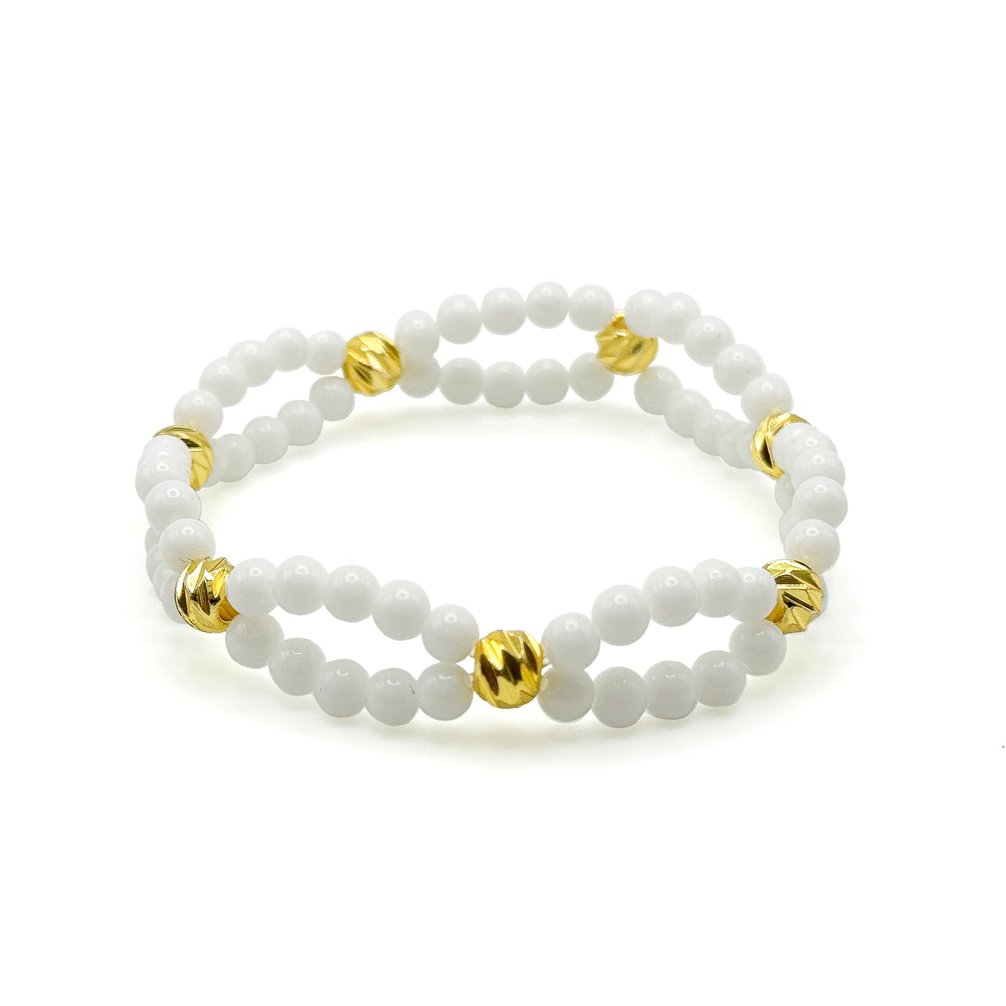 White jade gold stretch bracelet