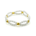 White jade gold stretch bracelet