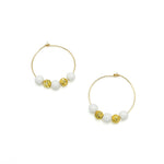 White jade gold hoop earrings