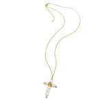 White jade gold cross necklace
