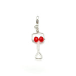Silver and red wine glass charm with clasp for bracelets