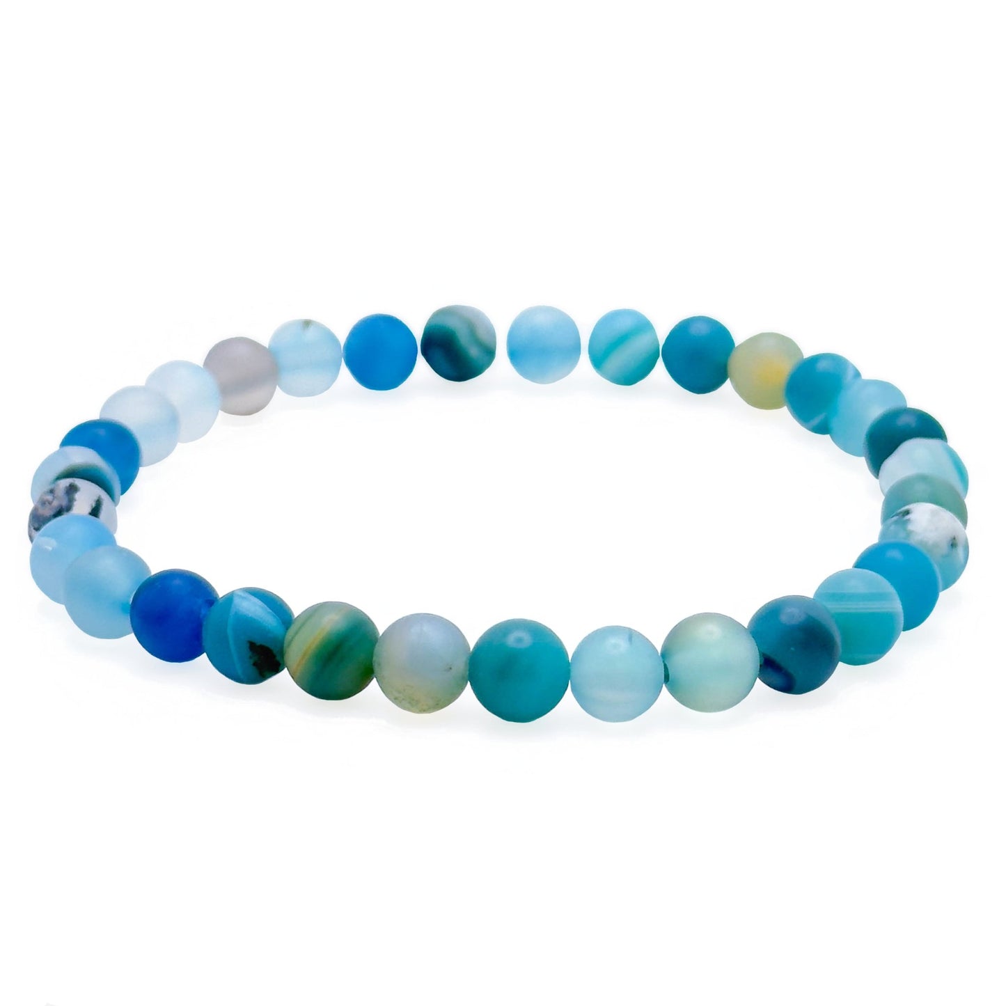 Blue multicolor agate stretch bracelet