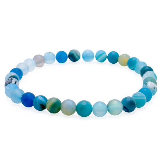 Blue multicolor agate stretch bracelet