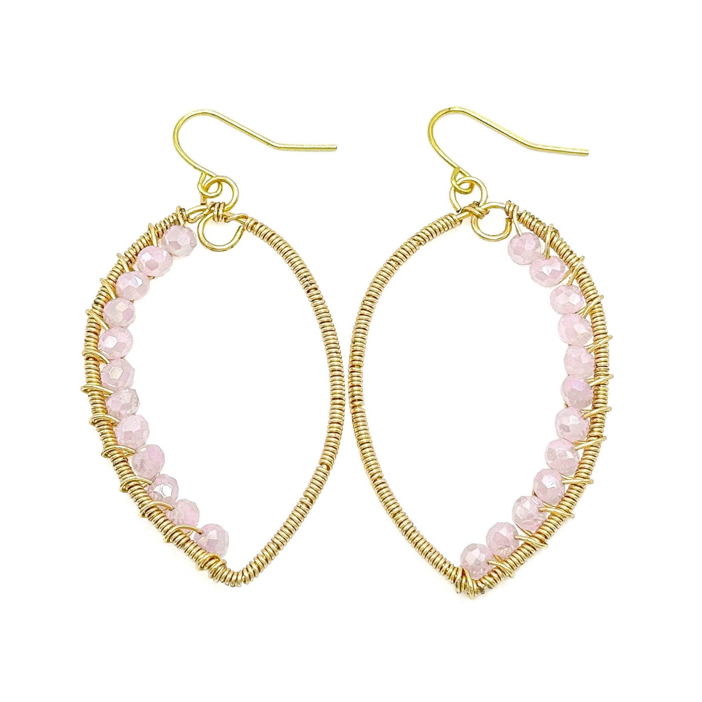 Pink gold leaf earrings