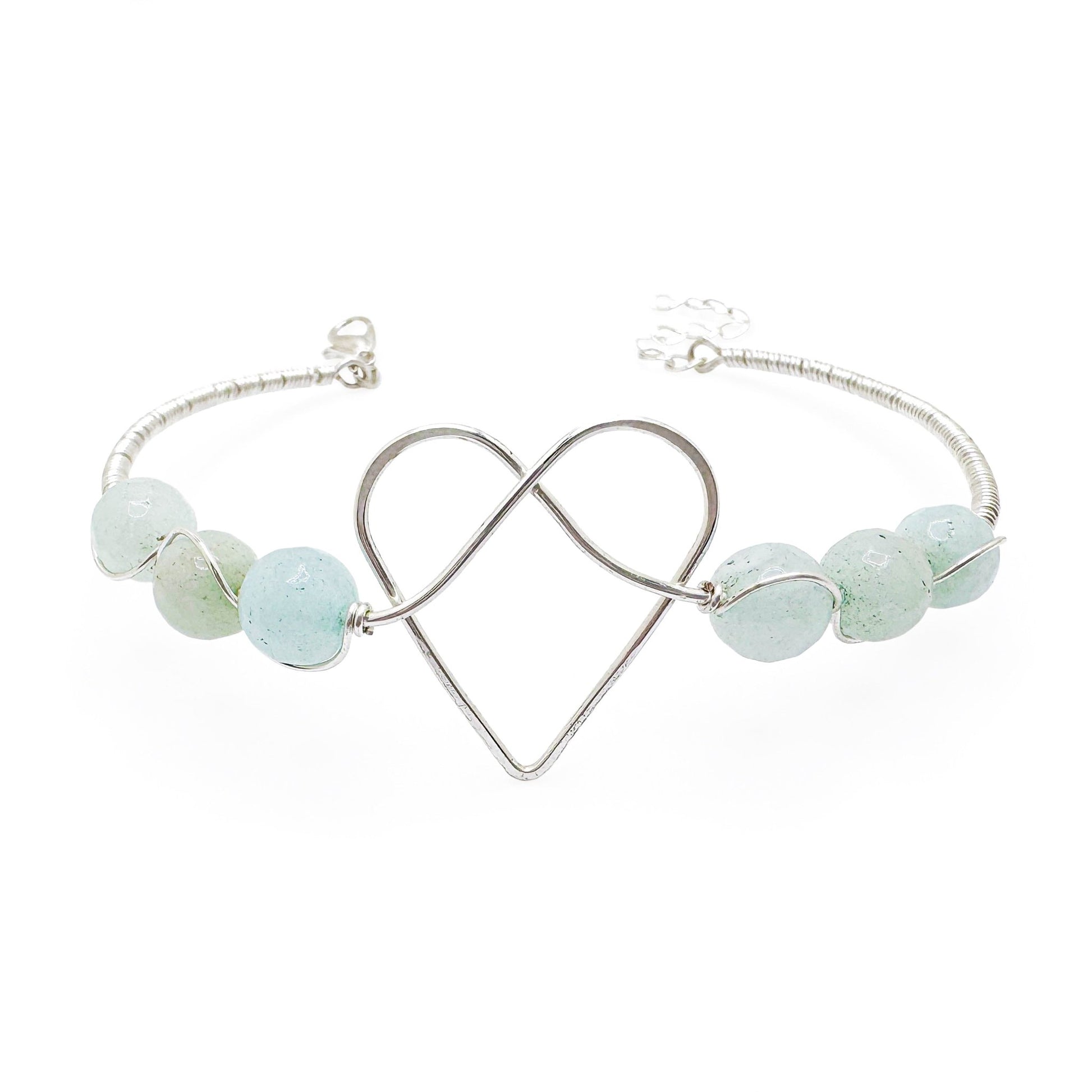 Blue opal silver heart bracelet