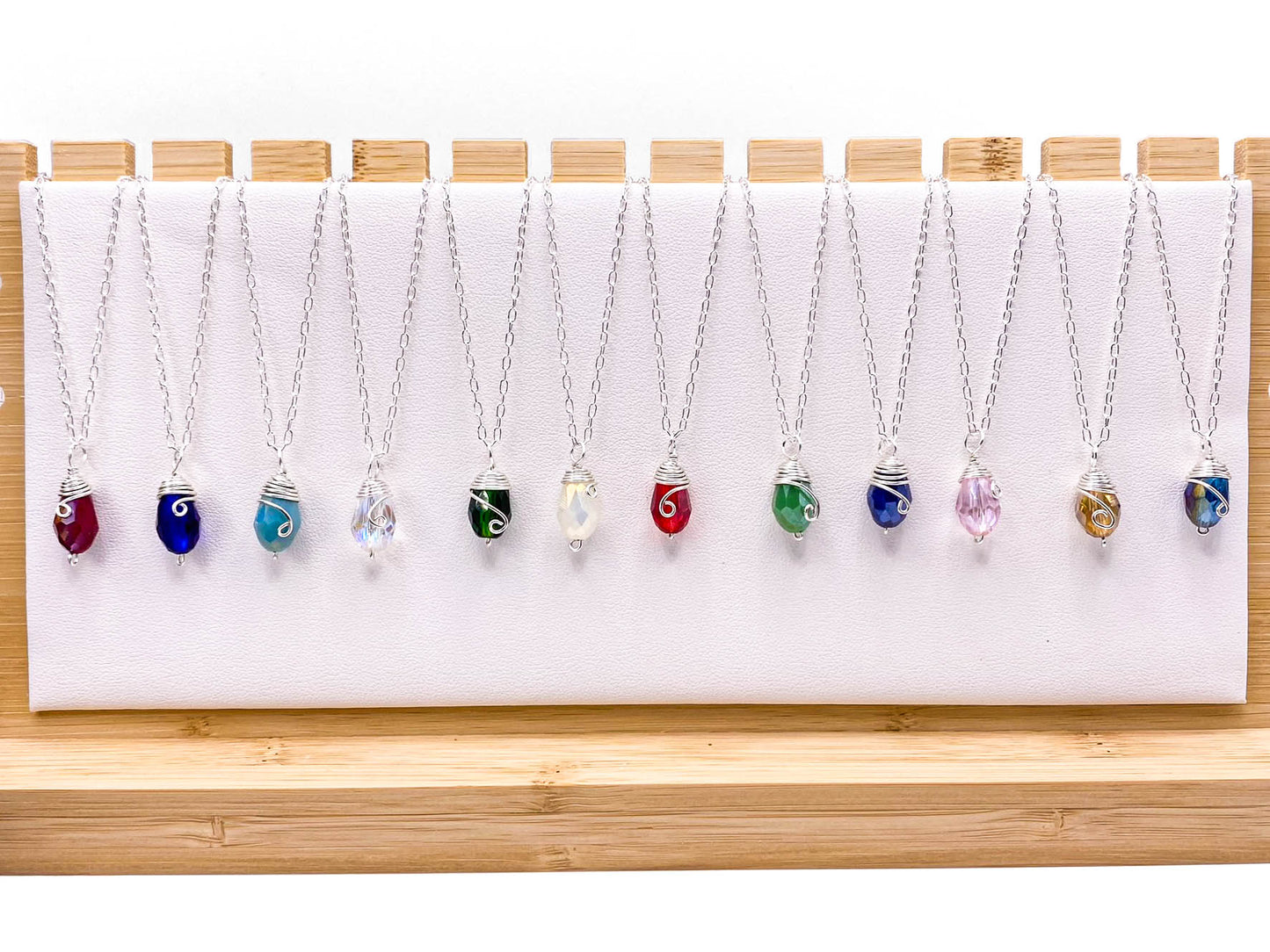 January silver birthstone necklace