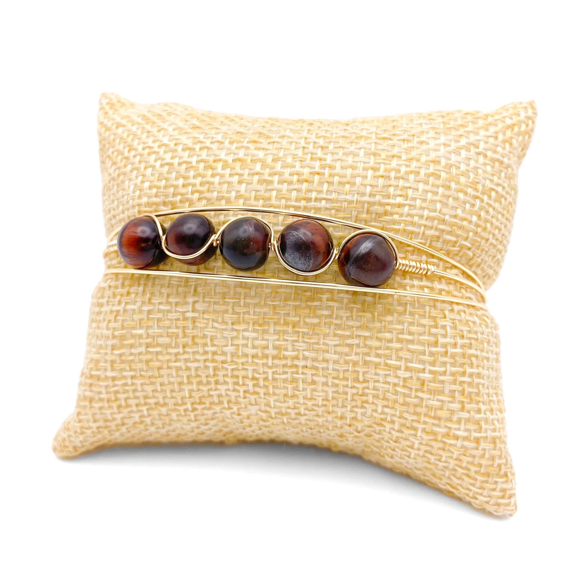 Tiger eye gold bangle bracelet