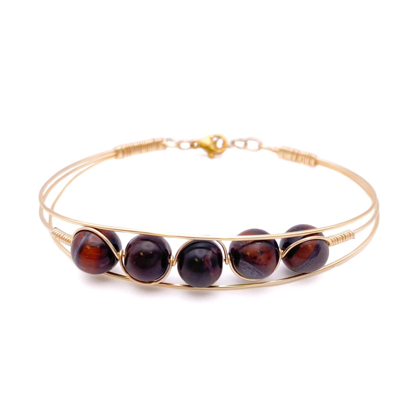 Tiger eye gold bangle bracelet