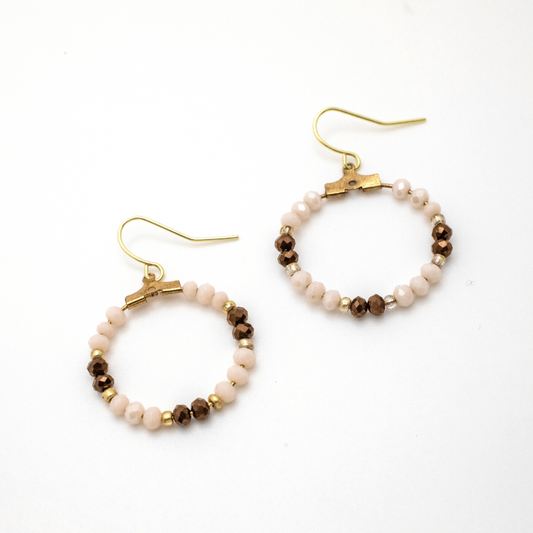 Brown crystal gold Artisan earrings