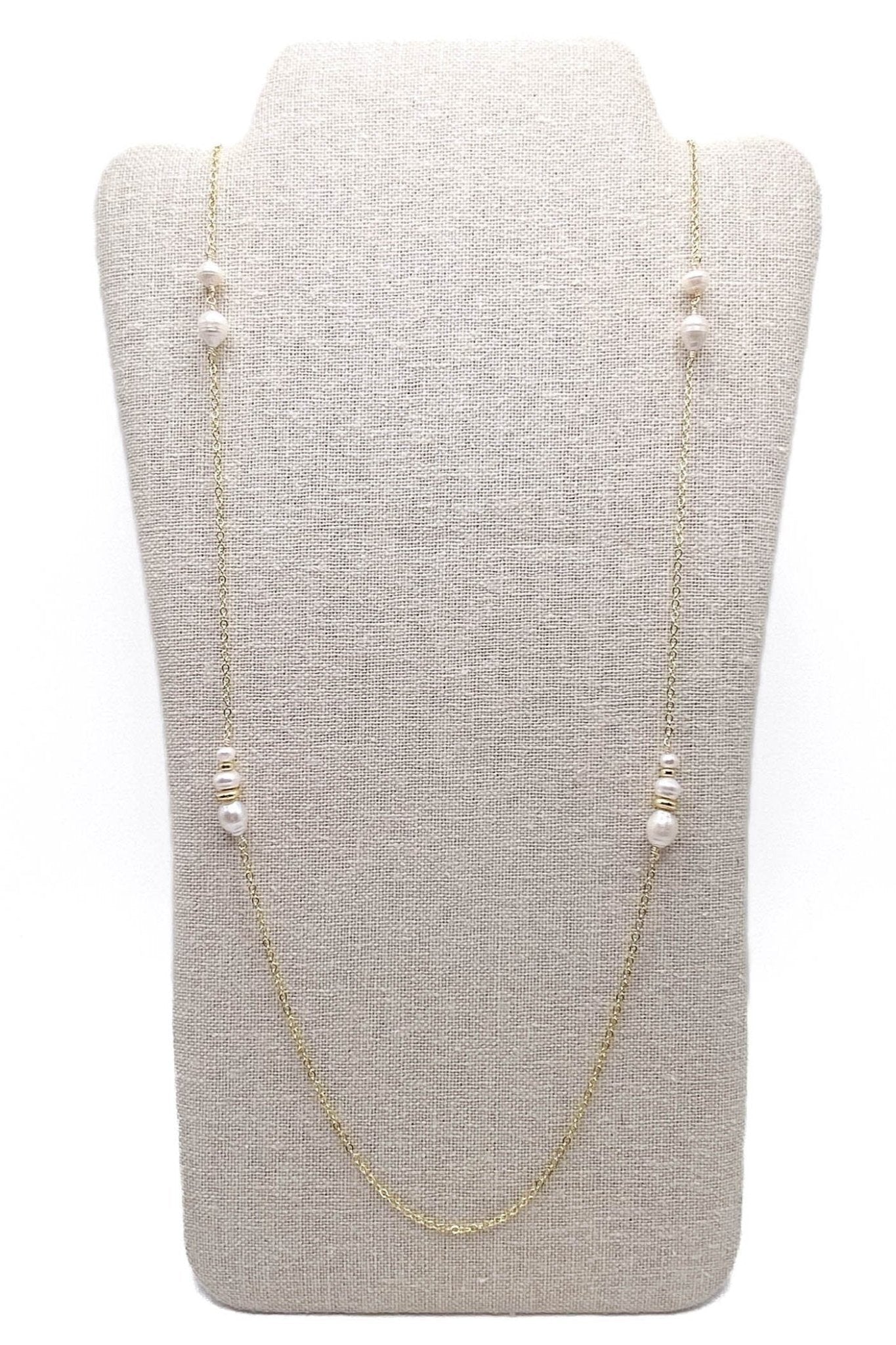 Pearl gold long necklace