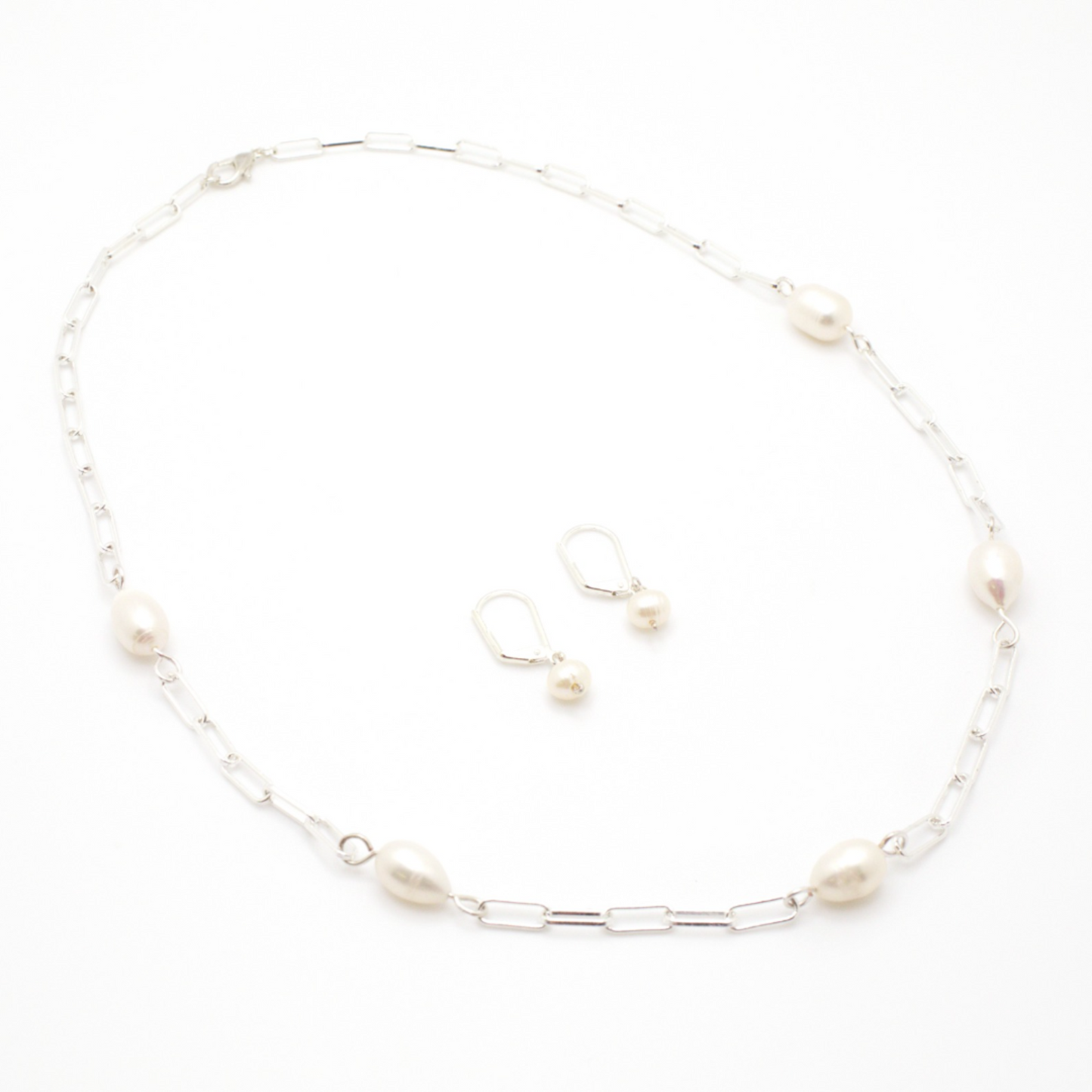 Pearl silver paperclip jewelry