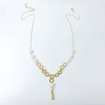 Pearl gold chunky tassel necklace