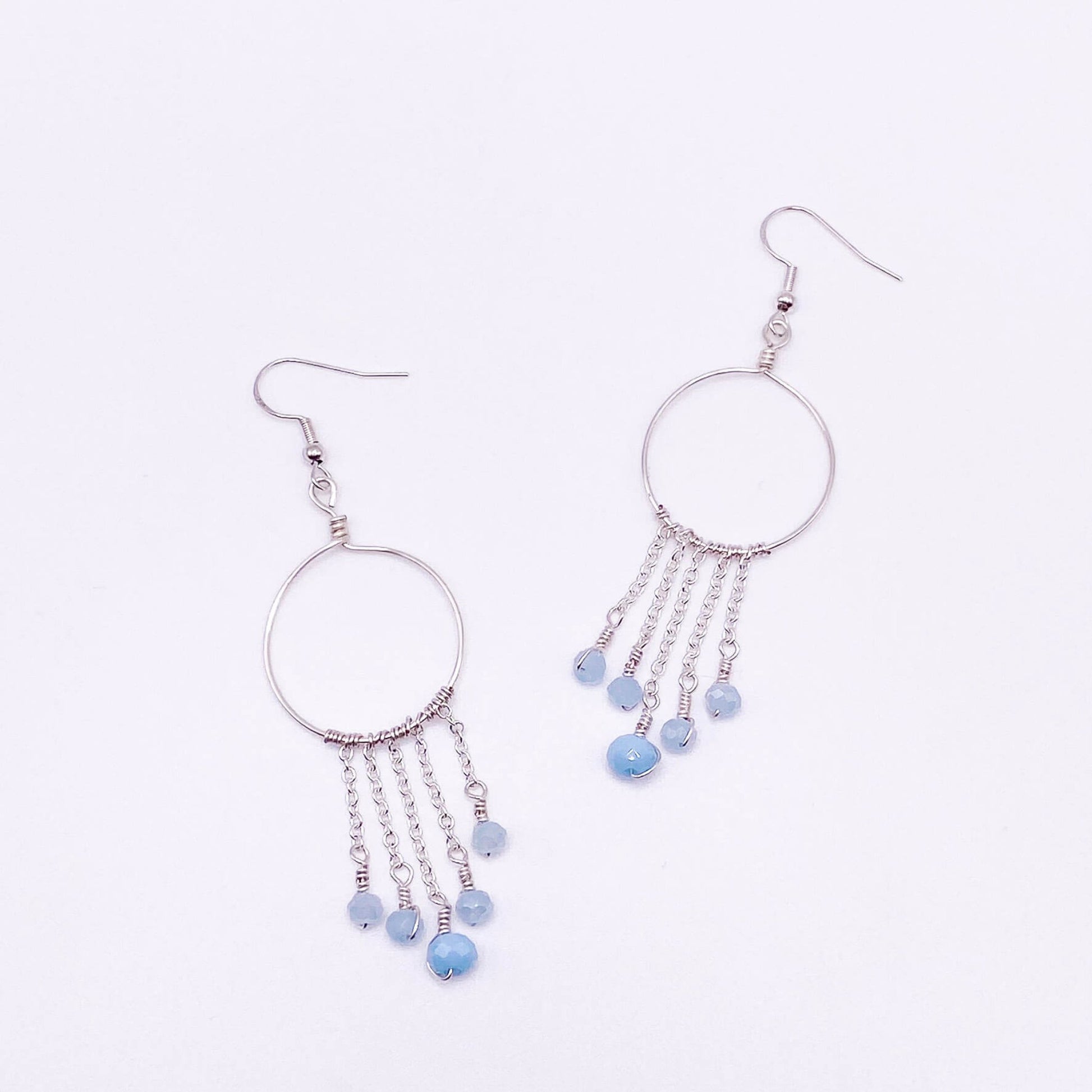 Blue silver winter dreamcatcher earrings