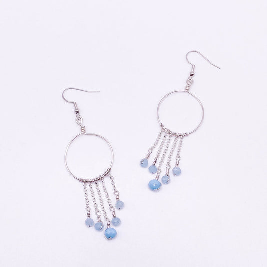 Blue silver winter dreamcatcher earrings