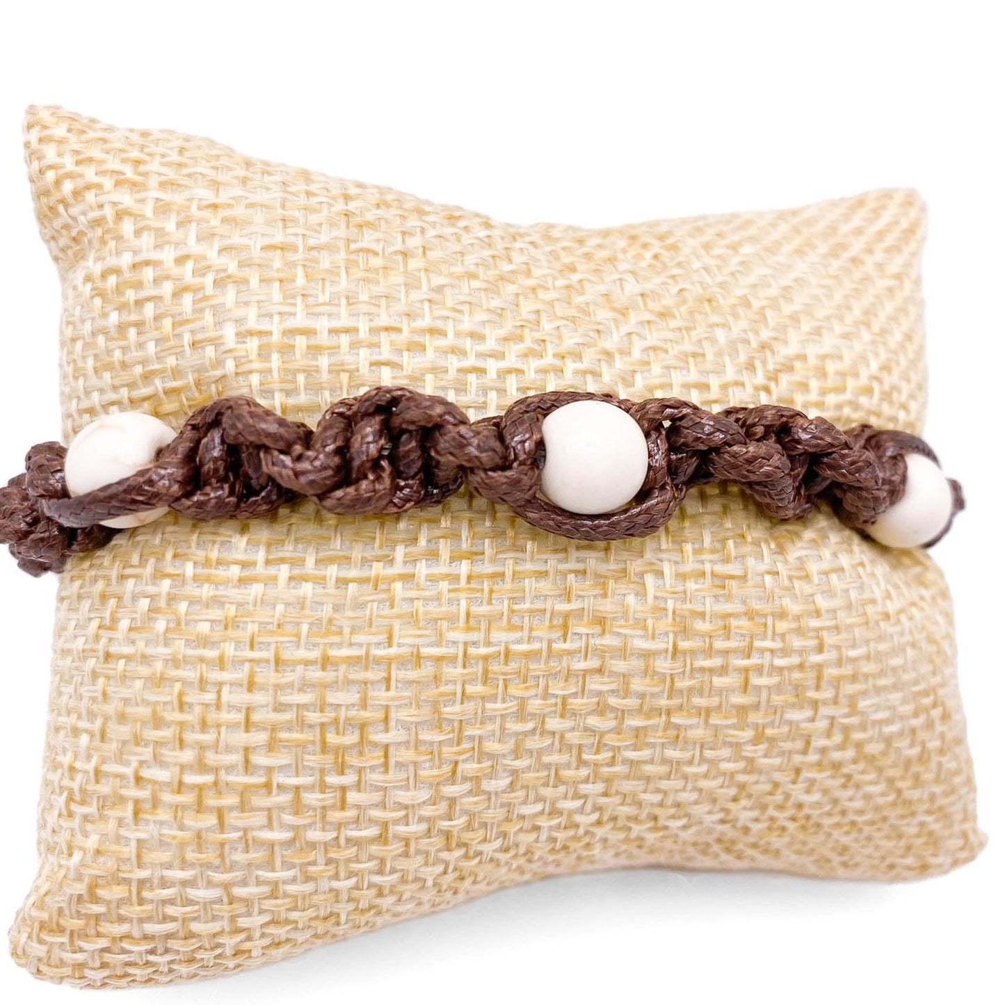 Brown cord white howlite bracelet