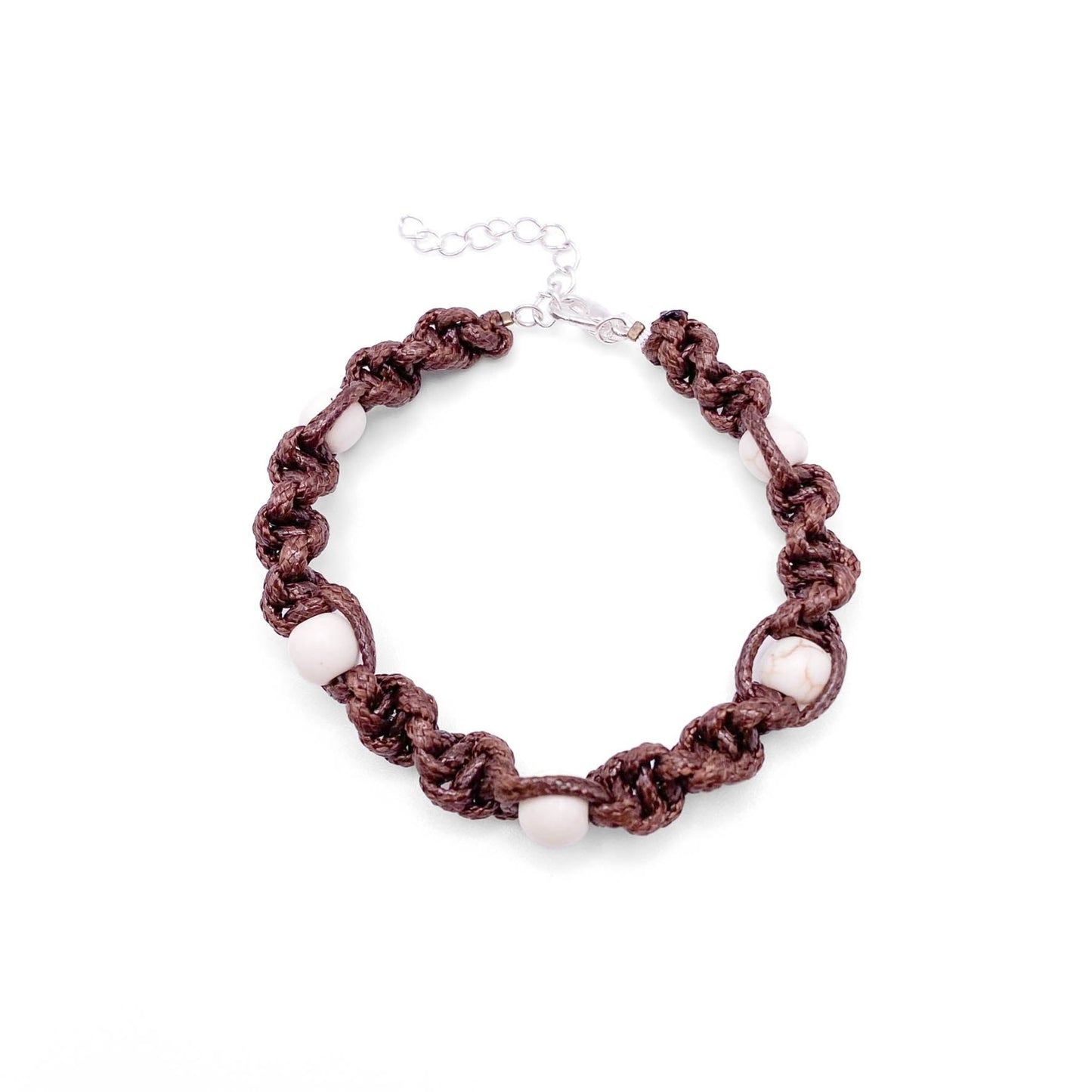 Brown cord white howlite bracelet