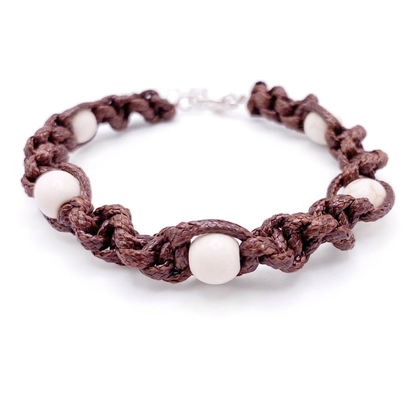 Brown cord white howlite bracelet